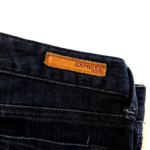 Express Legging Stella‎ Low Rise Dark Blue Whisker Denim Jeans 2R 30/30 - Picture 2 of 9